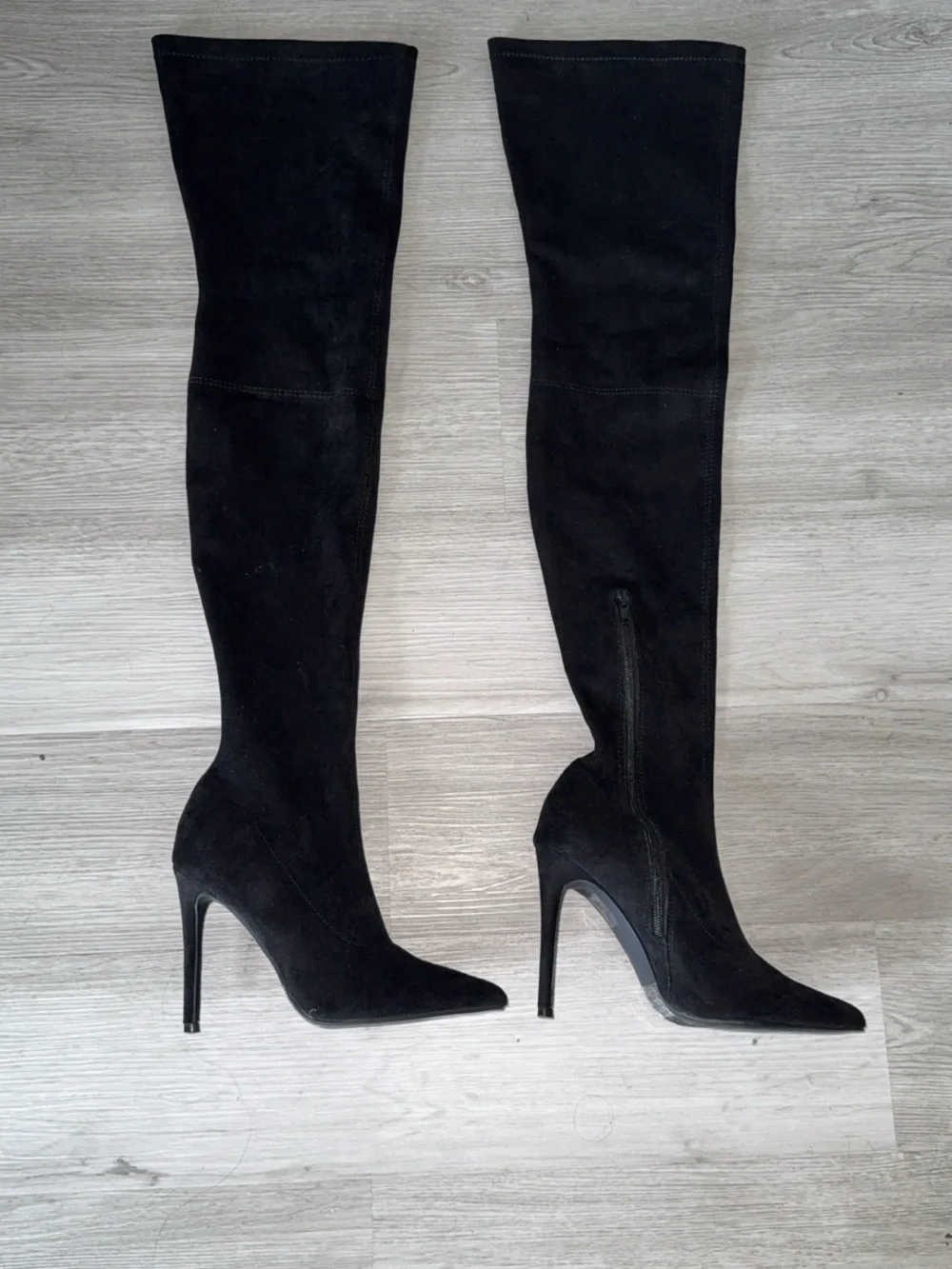 Black Thigh High Stiletto Boots
